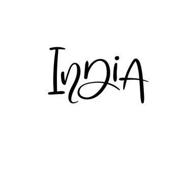 India. Modern calligraphy. Typography poster. Handwritten text for your design