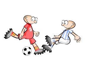 Cartoons Soccer players isolated over white