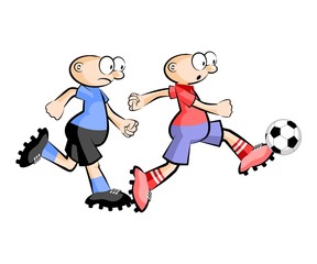 Cartoons Soccer players isolated over white