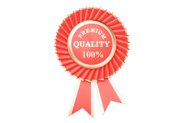 premium quality 100% award, prize, medal or badge with ribbons. 3D rendering