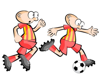 Cartoons Soccer players isolated over white