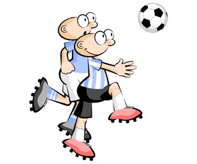 Uruguay vs Argentina Cartoons Soccer players isolated over white