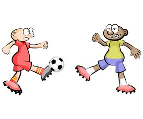Cartoons Soccer players isolated over white