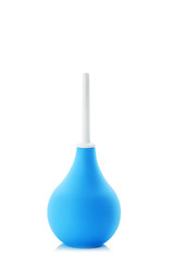 Blue enema syringe, isolated on white background