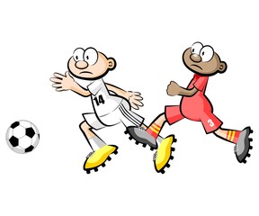 Cartoons Soccer players isolated over white
