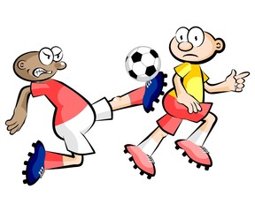 Fototapeta na wymiar Cartoons Soccer players isolated over white