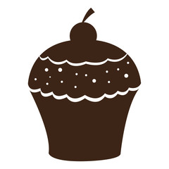 Isolated silhouette of a cupcake, Vector illustration