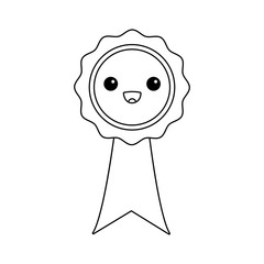kawaii rosette certificate cartoon design vector illustration