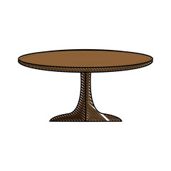 round table wooden brown furniture icon vector illustration