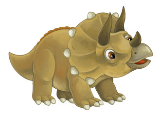 cartoon happy and funny dinosaur looking up - triceratops