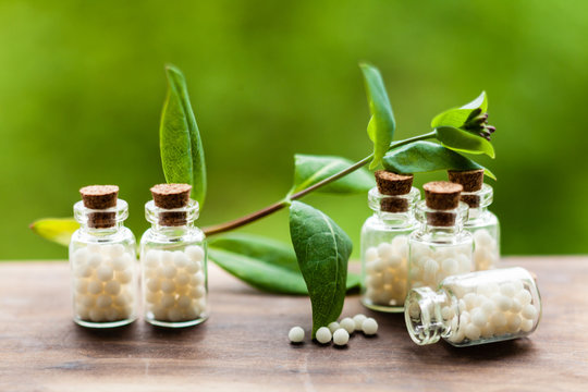 Homeopathy Pills In Vintage Bottles