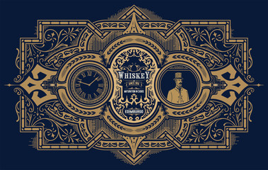 Retro whiskey label. Vector layered