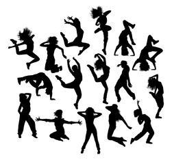 Happy and Fun Breakdancer Silhouettes, art vector design