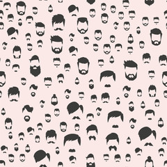 Vector hipster retro hair style seamless pattern mustache vintage old shave male facial beard haircut isolated illustration