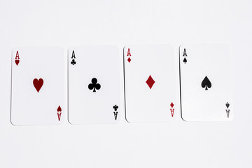 poker card four aces on white background