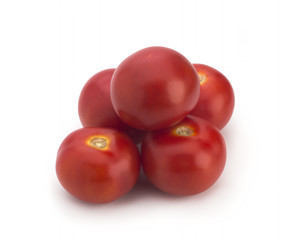 Red tomatoes on a white background