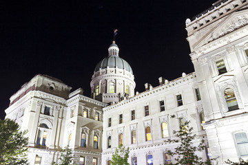 Capitol building in Indianapolis, Indiana illuminated at night