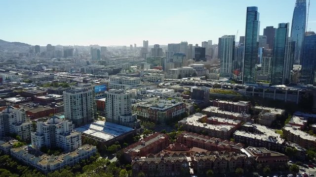 San Francisco downtown skyline urban landscape drone views