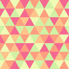 Fototapeta na wymiar Abstract geometric triangle seamless pattern, green and pink colors