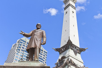 Statue of Thomas Morton and Saints and Sailors monument, Indianapolis, IN, USA