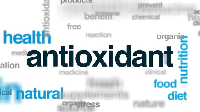 Antioxidant animated word cloud, text design animation.