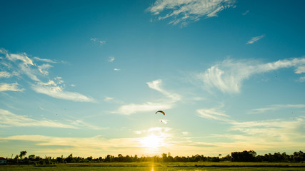 Beautiful sunset at the wetland landsape