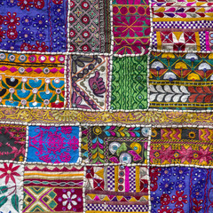 Fototapeta premium Detail patchwork carpet. Close up