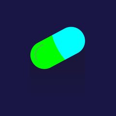 icon Capsule. drug. on blue background. logo. Symbols.
