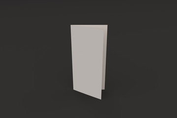 Blank white three fold brochure mockup on black background