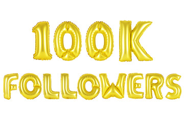 one hundred thousand followers, gold color