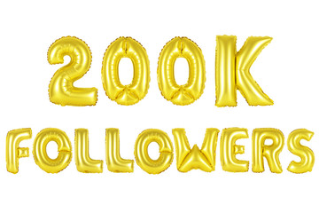 two hundred thousand followers, gold color