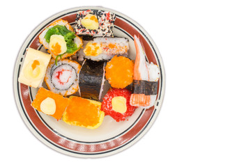 Japanese cuisine, on isolated white background.