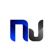 Modern Simple Initial Logo Vector Blue Grey  nj