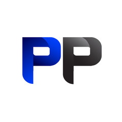 Modern Simple Initial Logo Vector Blue Grey pp