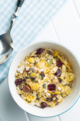Tasty homemade muesli with nuts.