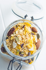 Tasty homemade muesli with nuts.