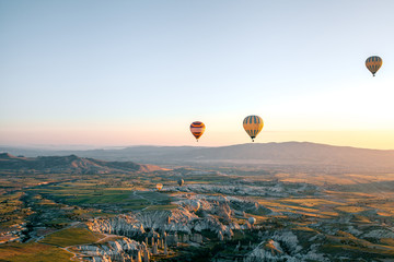 Balloon flight. The famous tourist attraction of Cappadocia is an air flight. Cappadocia is known all over the world as one of the best places for flights with balloons. Cappadocia, Turkey.