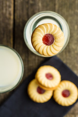 Sweet biscuits with jam.