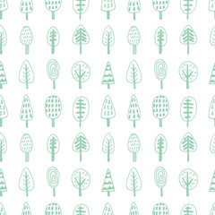 Forest trees nordic seamless pattern