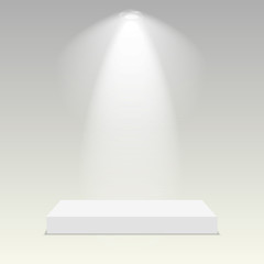 White podium. Pedestal. Platform. Spotlight. Vector illustration