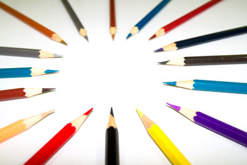 The image is made of crayons.