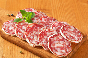 Sliced French dry sausage