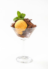 Ice cream  with chocolate curls