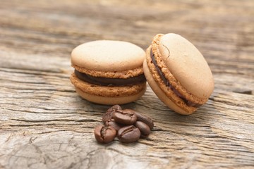 French macaroons with coffee beans