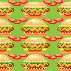 Vector Seamless  pattern with big hot dog.