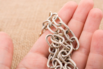 Chain made of gold color in hand