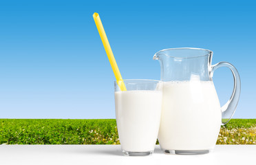 Pitcher  with some milk