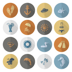Summer and Beach Simple Flat Icons