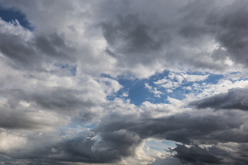 A close photo of some moody and big clouds