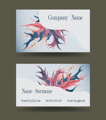 Business card with colorful stains.